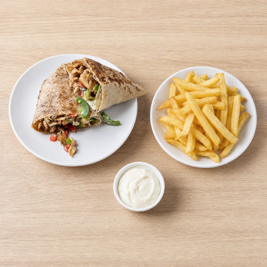 Traditional Chicken Shawarma Wrap Combo.