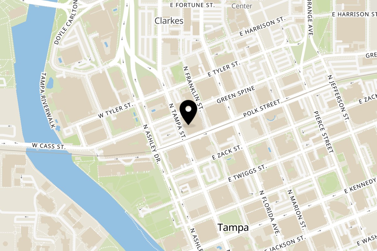 Map showing the location of Nana Street Food on 808 N Franklin St Unit 106A in Tampa
